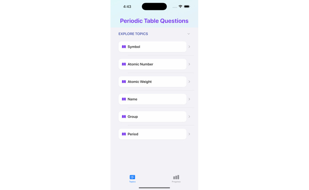Periodic Table Question Bank iPhone educational apps