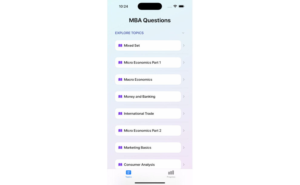 MBA Question Bank iPhone educational apps